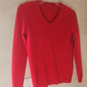 Elegant Red V-Neck Sweater